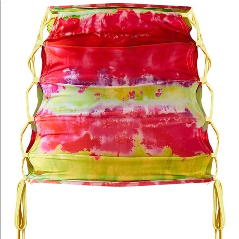 Multi Lime Printed Tie Side Mini Skirt